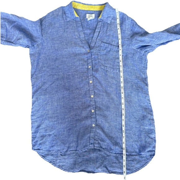 Sigrid Olsen Linen Shirt SM Blue Button Front Lagenlook Resort Coastal Chic - Picture 6 of 8